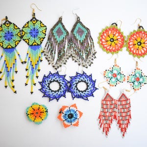 Jewelry set - earrings and rings  | huichol yewelry, mexican jewelry, handmade earrings and rings