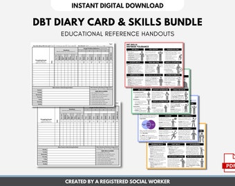 DBT Skills Bundle: Diary Card & Worksheets (Digital Printable)