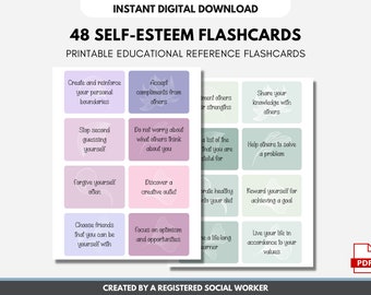 Self-Esteem Flashcards: 48 vertrouwensverklaringen (digitaal afdrukbaar)