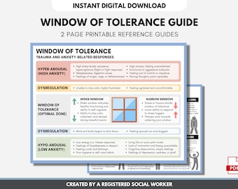 Guía de la Ventana de Tolerancia, Ficha de Psicología de Ansiedad y Trauma, Regulación Emocional, Salud Mental, Terapia (PDF digital)