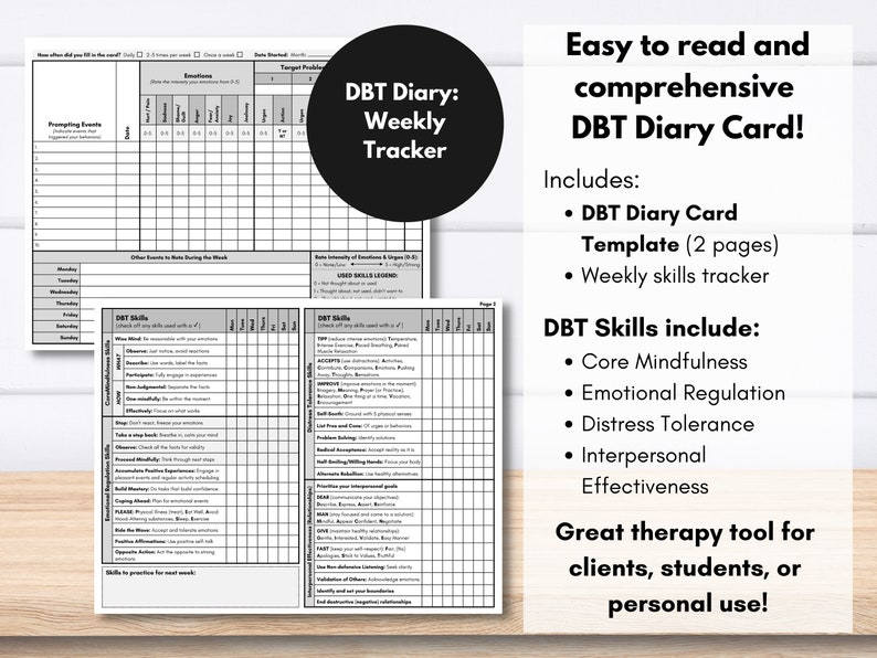 DBT Bundle, DBT Therapy Skills, Coping Skills, Dialectic Behavioral ...