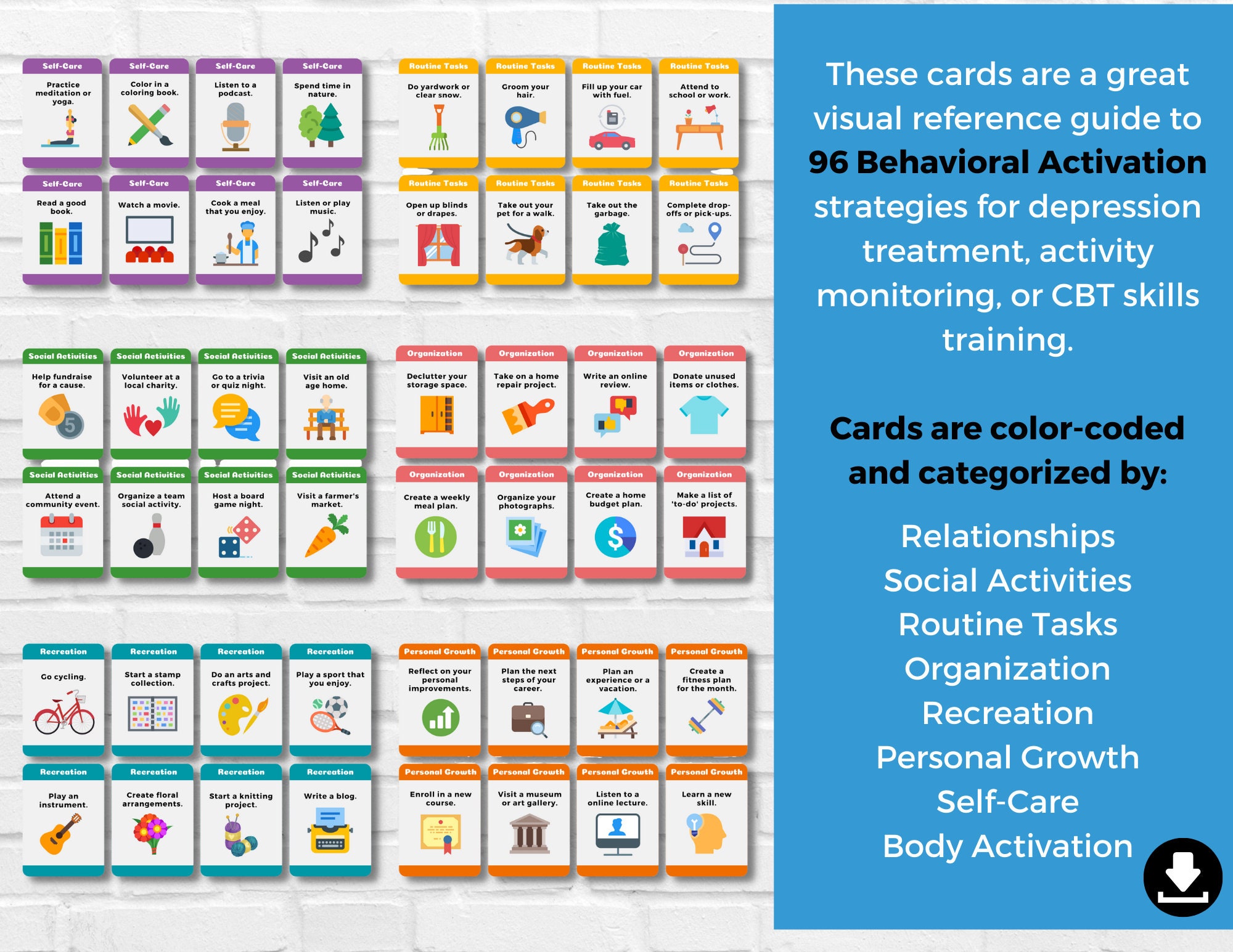 Behavior activation flash cards activity scheduling positive etsy uk