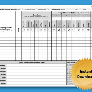 DBT Diary Card, Dialectical Behavior Therapy, Skills Tracker Worksheet, Weekly Journal, Reference Guide, Mental Health (DIGITAL PRINTABLE)