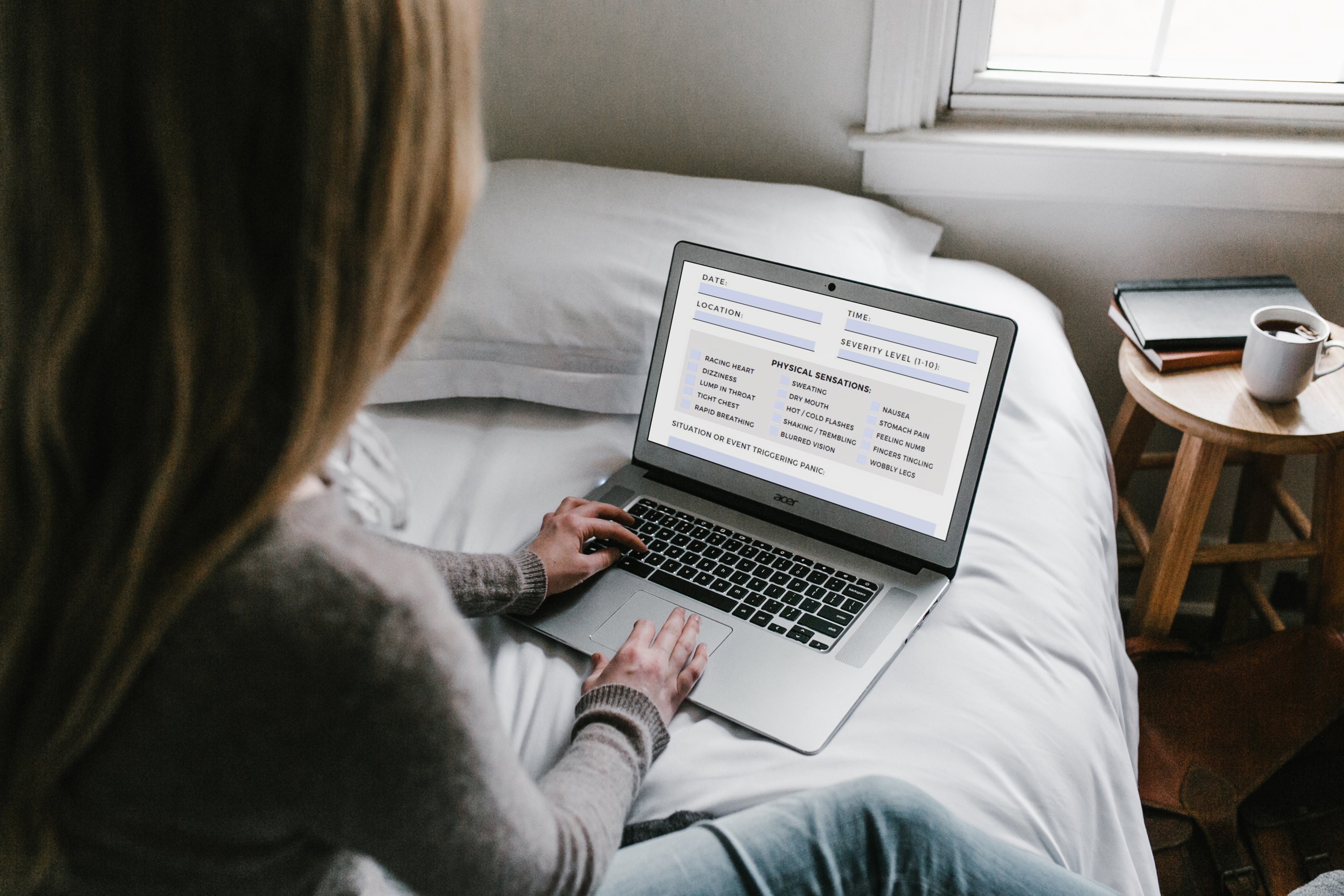 Panic Attack Journal Log, Panic Disorder Worksheet, CBT Cognitive Behavioral Therapy, Therapy