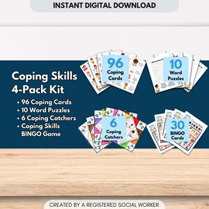 Coping Skills Games Bundle, Activity Kit for Kids, Calm Down Strategies, Anger Management, Children Worry (DIGITAL DOWNLOAD)