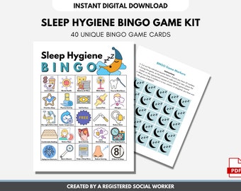 Sleep Wellness BINGO Game Cards, Mental Health, Sleep Hygiene, Educational Activity, Teens, Adults, Classroom (Digital Printable)