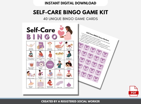 Self-Care BINGO Game Kit: Mental Health Activity (Digital Printable)