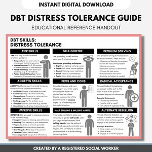 Guida alla tolleranza all&#39;angoscia DBT, Abilità di coping DBT, Foglio di lavoro, Dispensa DBT, Terapia comportamentale dialettica, Salute mentale (download digitale)