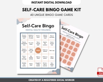 Self-Care BINGO Game Activity, Mental Health, Wellness, Team Building, Office, Classroom, School, Counselor, Social Work (DIGITAL PRINTABLE)