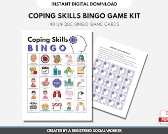Coping Skills BINGO Game Kit: Mental Health Activity (Digital Printable)