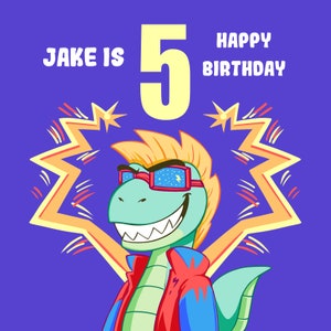 Dinosaurier Junge 5. Geburtstagskarte, personalisierte Geburtstagskarte für Sohn, für Enkel, für Neffen, für Bruder, Karte für ihn