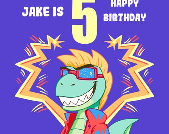 Carte 5e anniversaire garçon dinosaure, carte d'anniversaire personnalisée pour fils, pour petit-fils, pour neveu, pour frère, carte pour lui
