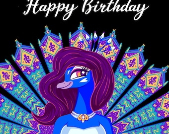 birthday card , birthday cards for her, birthday card daughter, cute card, peacock birthday card, animal greeting card, peacock card