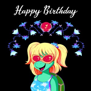 carte d'anniversaire, cartes d'anniversaire pour elle, carte d'anniversaire fille, carte mignonne, carte d'anniversaire de tortue, carte de voeux animal, carte de tortue