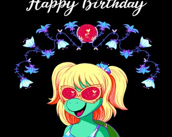 carte d'anniversaire, cartes d'anniversaire pour elle, carte d'anniversaire fille, carte mignonne, carte d'anniversaire de tortue, carte de voeux animal, carte de tortue