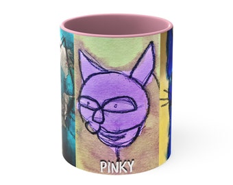 Taza de café con acento multi-gato, 11oz
