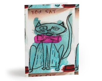 Tarjetas de felicitación BOW CAT (8 uds)