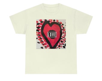 Camiseta unisex de algodón grueso con corazón de amor