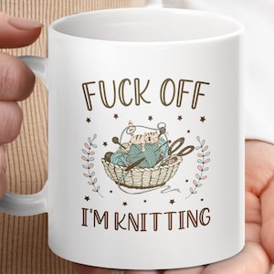 Funny Rude Knitting Mug, Knitting Gifts, Cute Yarn Mug, Humorous Mug for Knitters, Knitting Lovers Coffee Cup, Knitter's Mug, Yarn Humor image 1