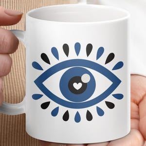 Evil Eye Coffee Mug: Greek Nazar Protection Symbol