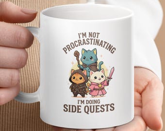 Mug D&D drôle de chat, cadeau de joueur de RPG, quêtes secondaires