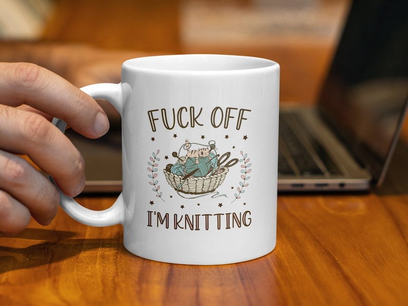 Funny Rude Knitting Mug, Knitting Gifts, Cute Yarn Mug, Humorous Mug for Knitters, Knitting Lovers Coffee Cup, Knitter's Mug, Yarn Humor image 5