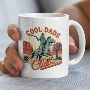 Cool Dads Club Coffee Mug, Father's Day Gift for Dad, Cowboy Dad Mug, Retro Western Theme Mug, Dad Appreciation Gift Idea