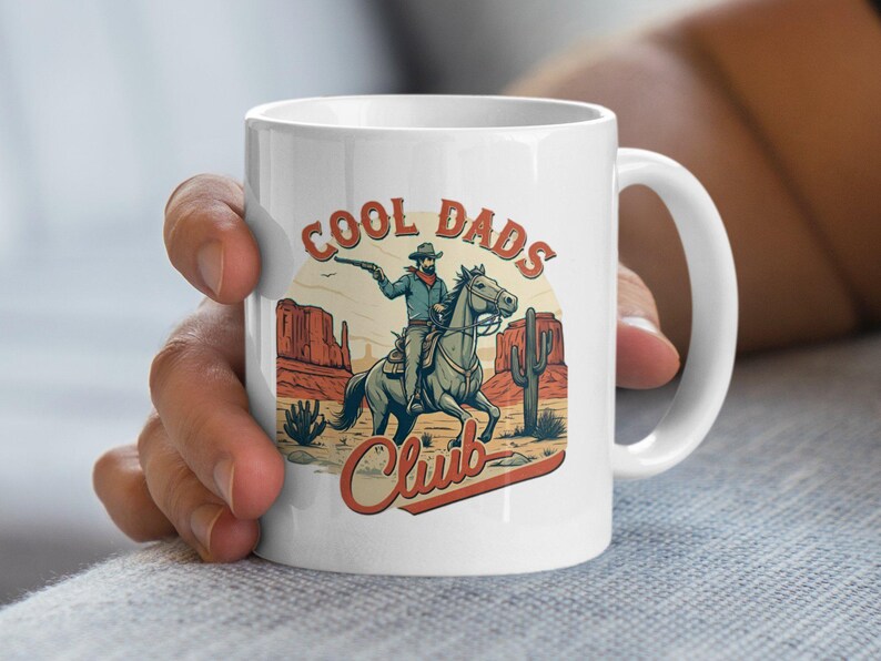 Cool Dads Club Coffee Mug, Father's Day Gift for Dad, Cowboy Dad Mug, Retro Western Theme Mug, Dad Appreciation Gift Idea