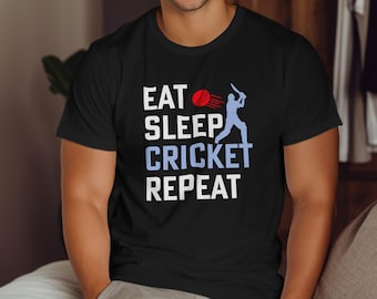 Eat Sleep Cricket Repeat T-Shirt: Funny Sports Fan Tee