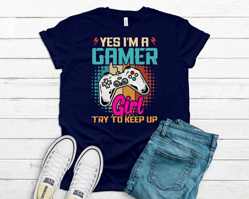 a gamer t-shirt worn by a girl
