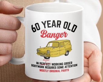 60 Year Old Banger Mug, Funny Classic Car Gift, 60th Birthday Present for Him, Novelty Coffee Cup, Unique Vintage Car Mug