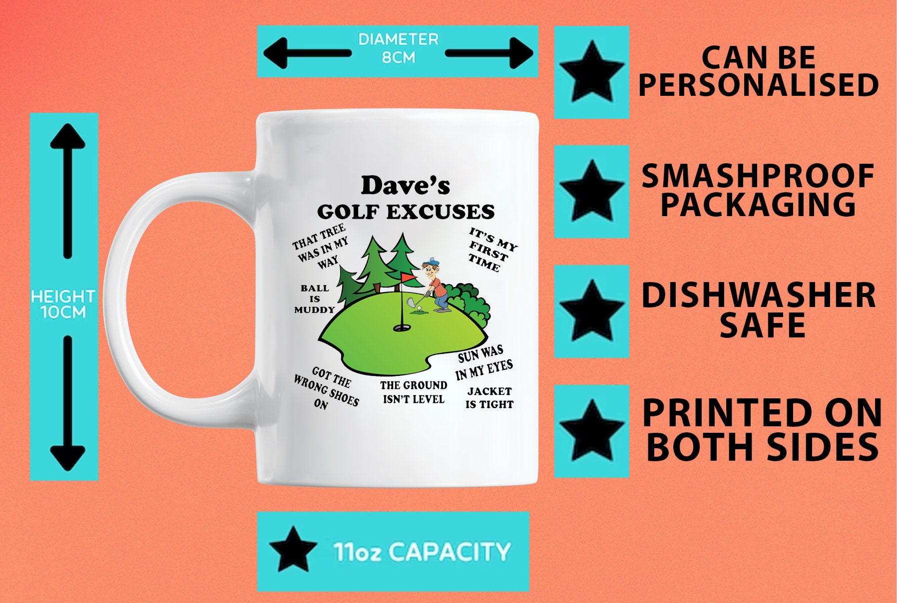 Funny Personalised GOLF MUG / Funny Golfers Mug, Coaster or Set, Golf
