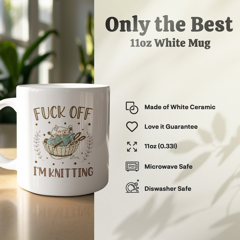 Funny Rude Knitting Mug, Knitting Gifts, Cute Yarn Mug, Humorous Mug for Knitters, Knitting Lovers Coffee Cup, Knitter's Mug, Yarn Humor image 3
