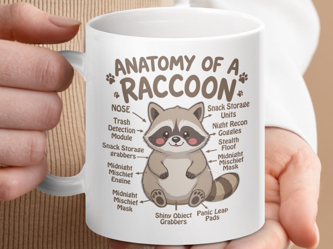 Funny Anatomy of a Raccoon Mug, Cute Raccoon Lover Gift, Funny Animal ...