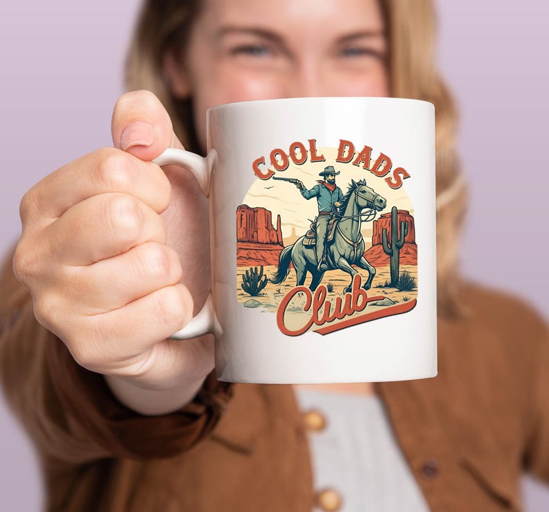 Cool Dads Club Mug, Cowboy Dad Gift, Father's Day Mug, Western Theme Coffee Cup, Dad Birthday Gift, Fun Dad Mug