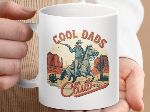 Cool Dads Club Mug, Cowboy Mug, Dad Gift Mug, Western Mug, Unique Mug, Gift for Him, Fathers Day Mug, Vintage Mug, Retro Mug, Mens Mug