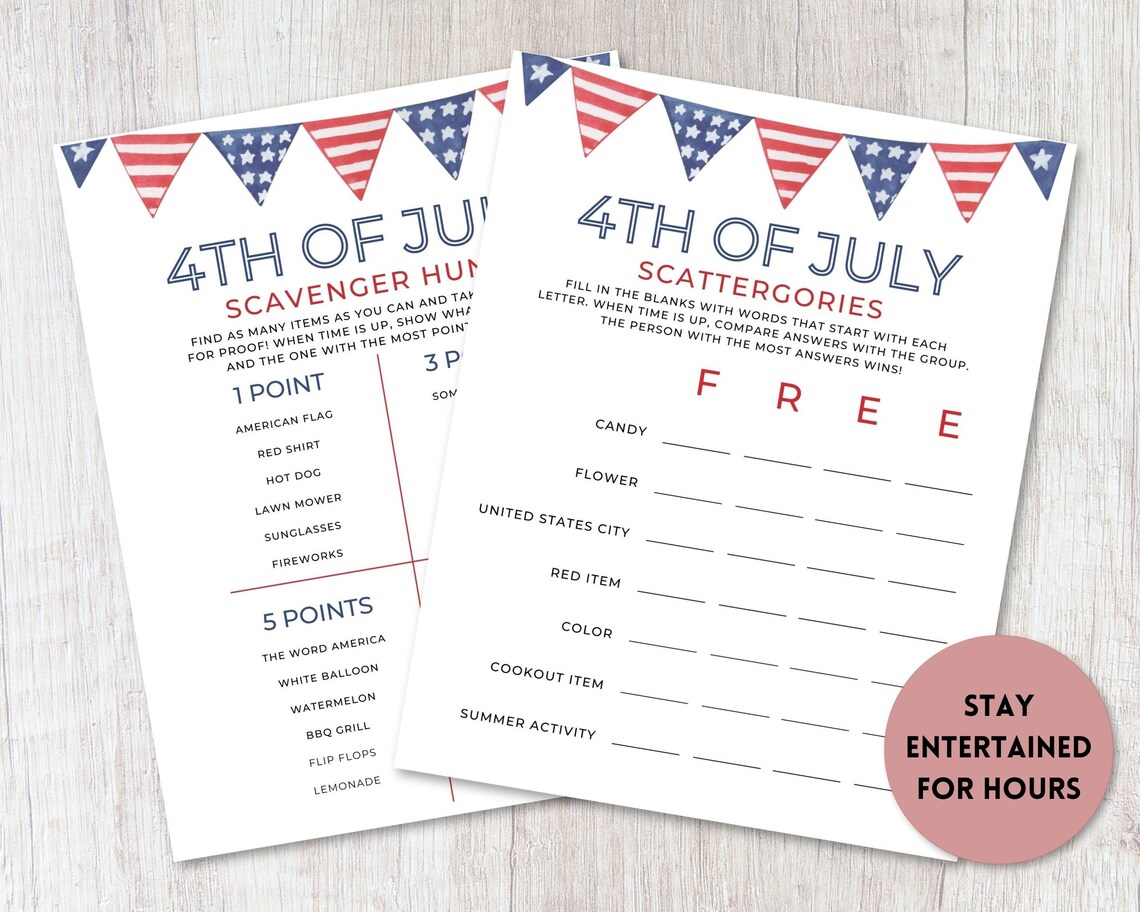 4th of July Adult Games Bundle Printable Independence Day - Etsy