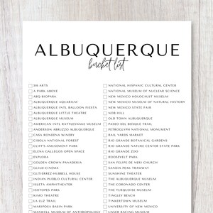 Albuquerque, New Mexico Bucket List Printable | Travel Bucket List | Travel Planner Checklist | A4, US Letter