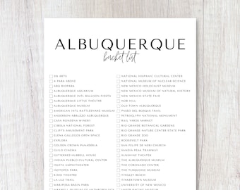 Lista dei desideri di Albuquerque, New Mexico stampabile / Lista dei desideri di viaggio / Lista di controllo per pianificatore di viaggio / Formato A4, formato US