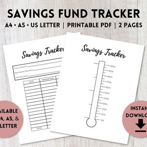 Savings Fund Tracker Printable | Savings Goal Tracker | Baby Steps | A4, A5, US Letter