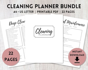 Cleaning Planner Bundle Printable | Seasonal Maintenance List | Cleaning Schedules, Chore Charts, Declutter Challenge | A4, US Letter