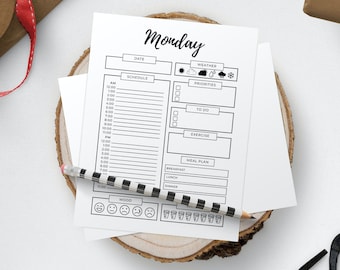 7 Day Planner Printable | Daily Work Planner | 365 Planner | Mood Tracker | A4, A5, US Letter