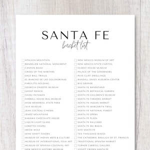 Santa Fe, New Mexico Bucket List Printable | Travel Bucket List | Travel Planner Checklist | A4, US Letter