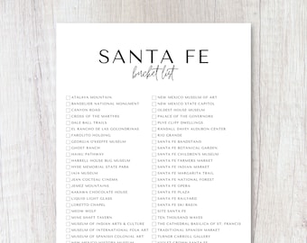 Santa Fe, New Mexico Bucket List Printable | Travel Bucket List | Travel Planner Checklist | A4, US Letter