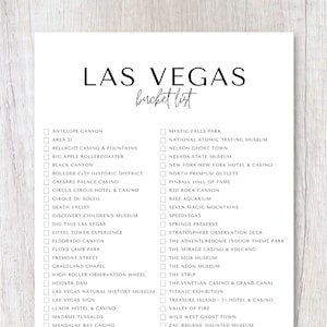 Lista de deseos de Las Vegas, Nevada imprimible / Lista de deseos de viaje / Lista de verificación del planificador de viajes / A4, carta de EE. UU.