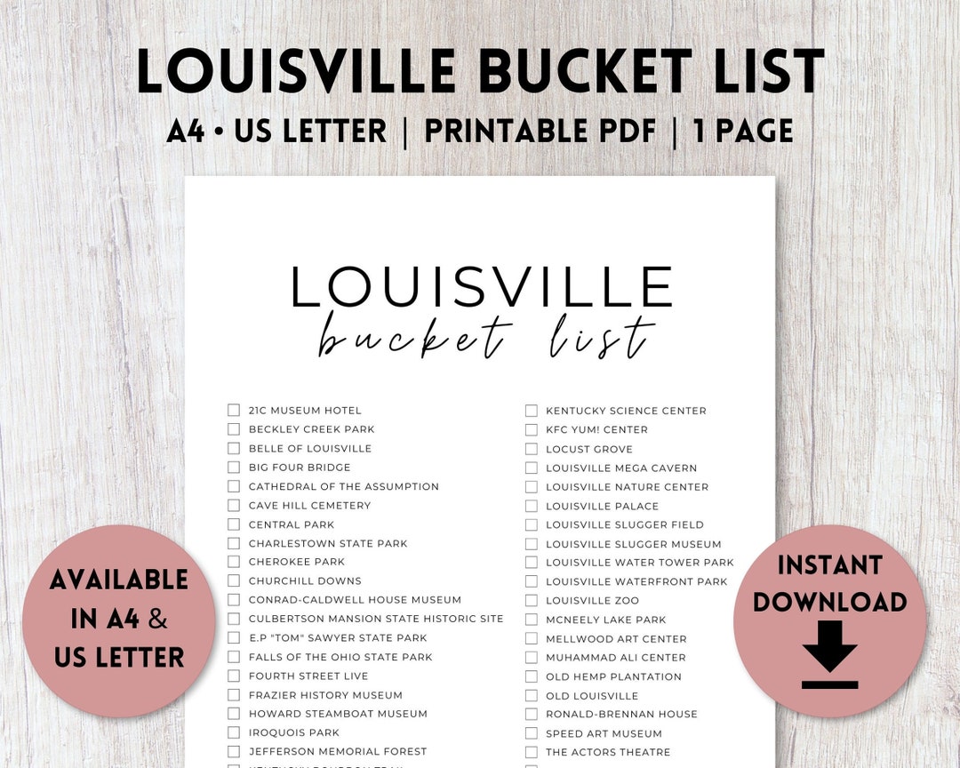 Louisville, Kentucky Bucket List Printable Travel Bucket List Travel