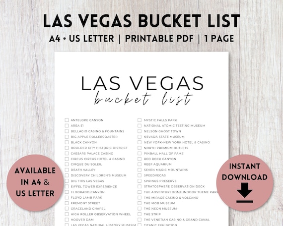 las vegas nevada bucket list printable travel bucket list etsy