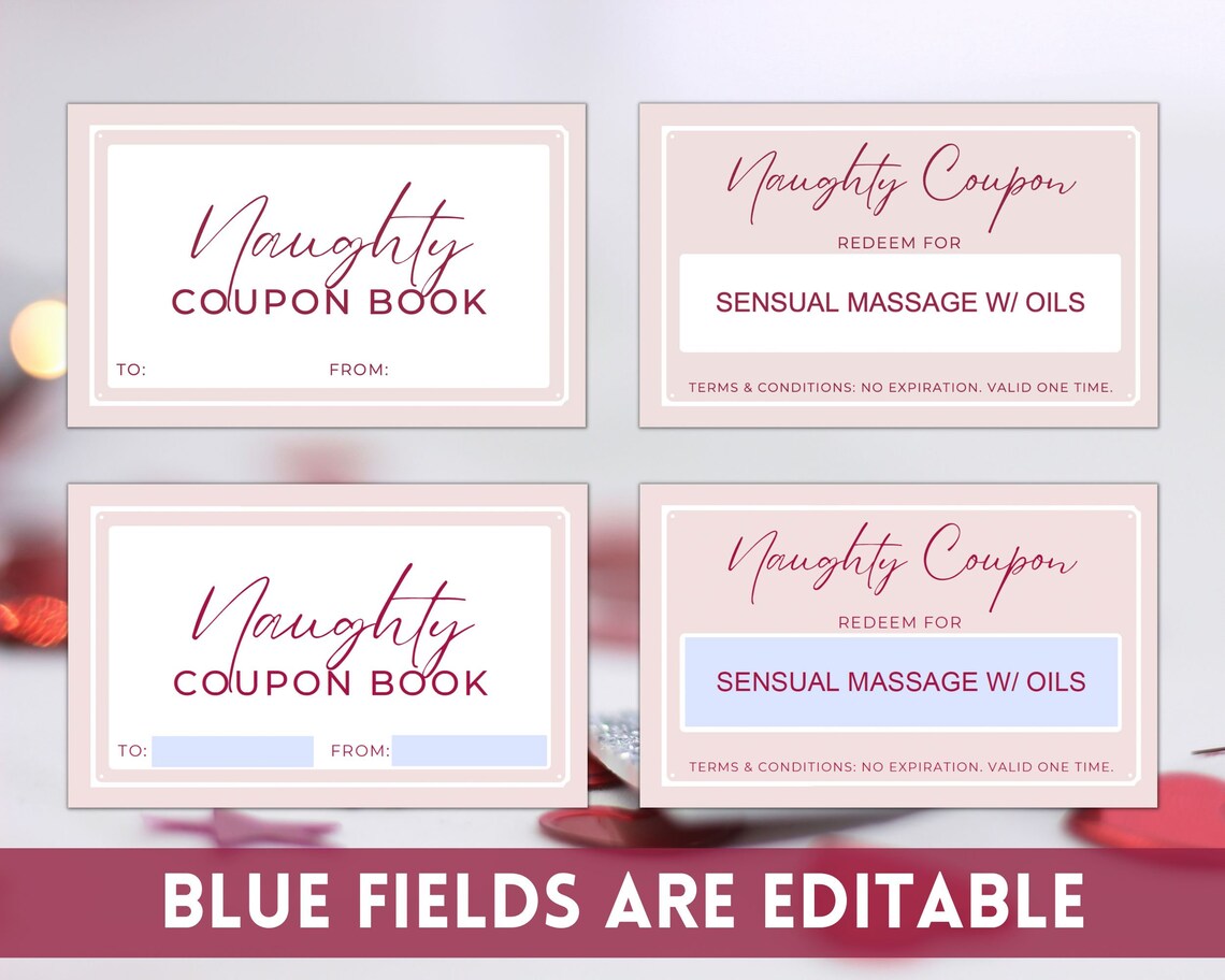 Editable Naughty Coupon Book Printable Love Coupons Valentine's Day ...