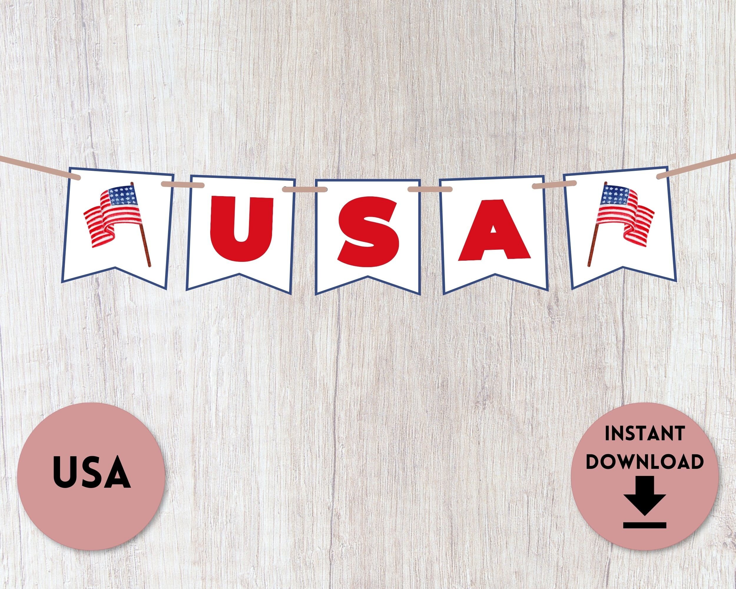4th of July Banner Printable Independence Day Party  Etsy