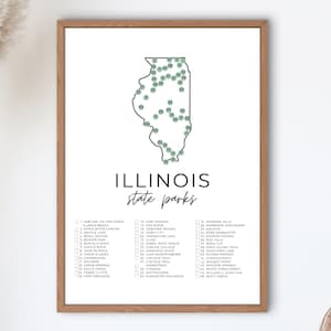 Mappa stampabile del parco statale dell'Illinois / Elenco di controllo del parco statale / Check off dei parchi statali / Stampabili del parco statale / A4, lettera USA